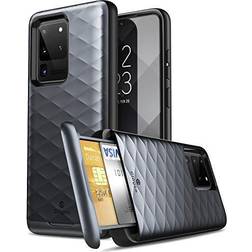 Galaxy S20 Ultra Case, Clayco [Argos Series] Premium Hybrid Protective Wallet Case for Samsung Galaxy S20 Ultra (Built-in Credit Card/ID Card Slot) (Black)